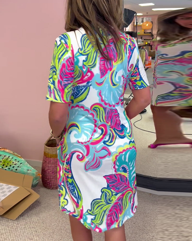 Elise™ – Slim-Fit Bedrucktes Kleid