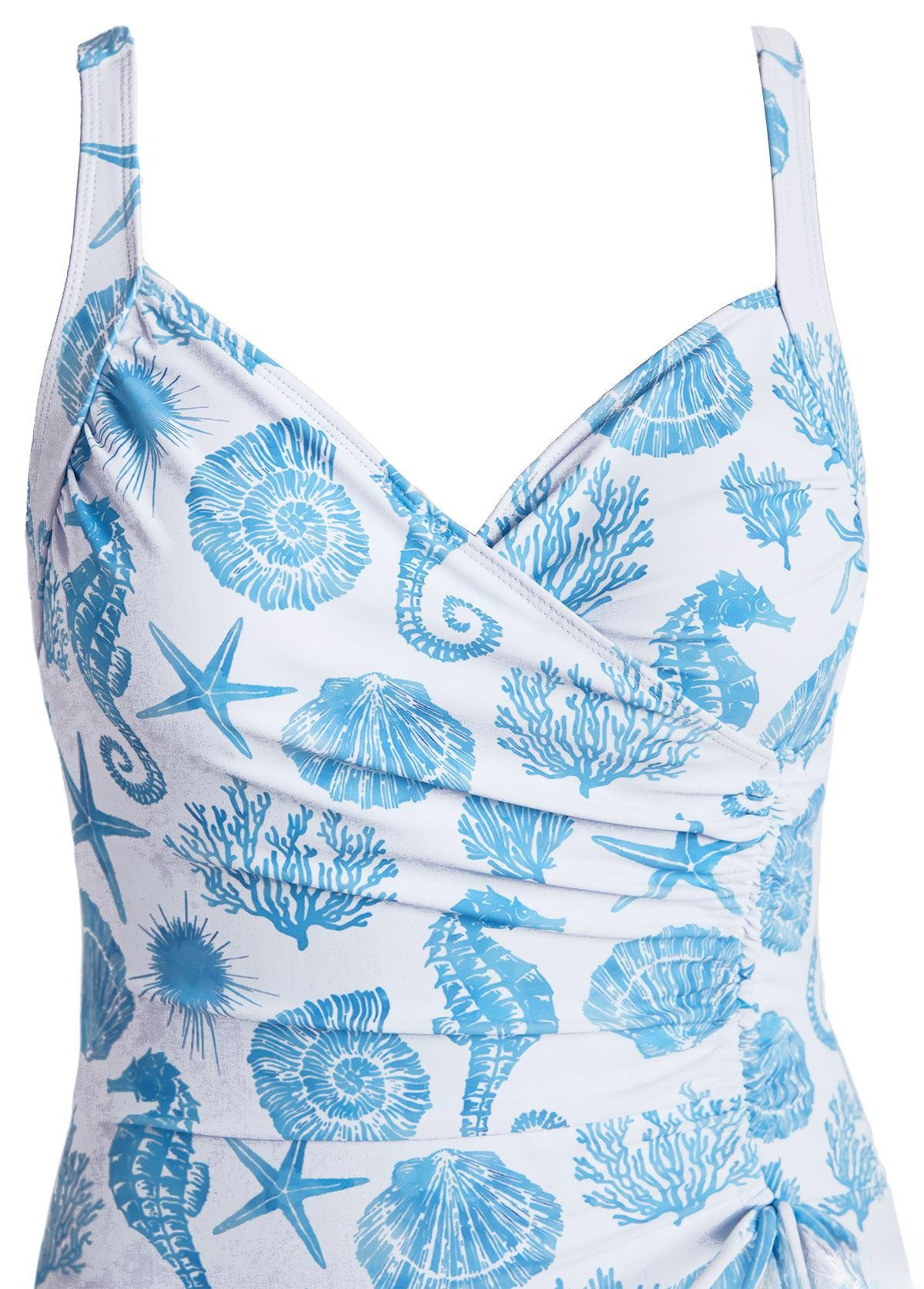 Fabe™ – Wickel-Badeanzug mit Meeresmuster für Damen
