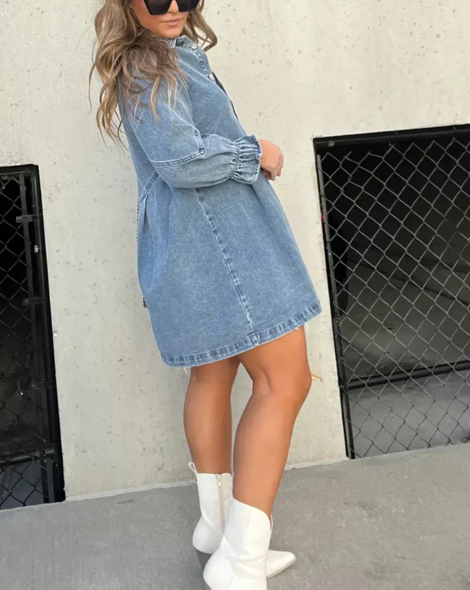 Gayelle™ - Langärmliges Jeanskleid