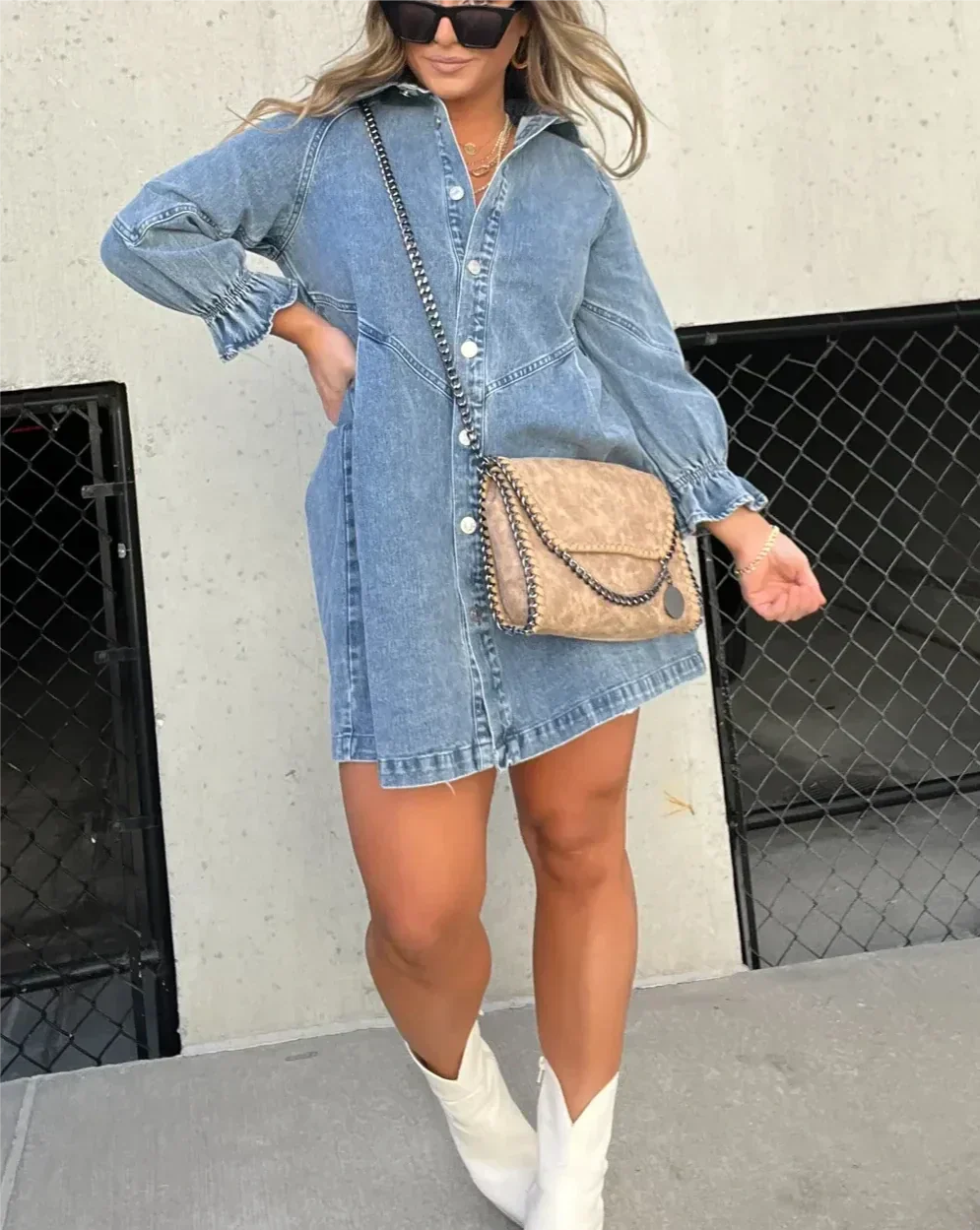 Gayelle™ - Langärmliges Jeanskleid