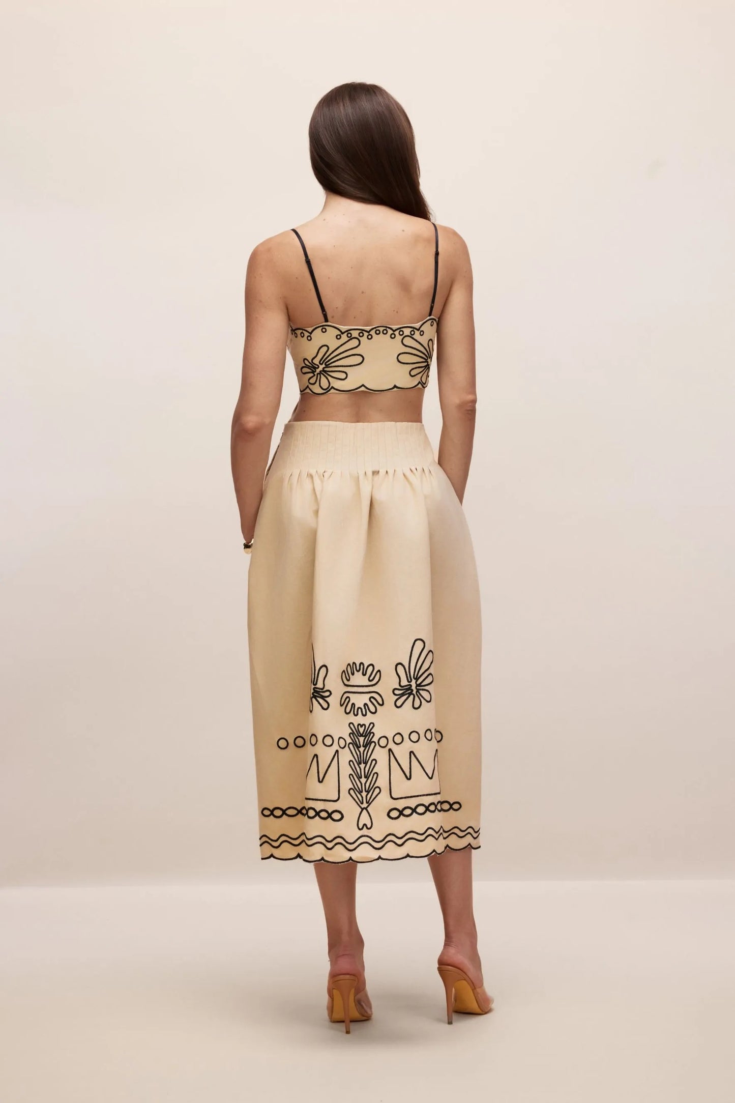 Caroline™ - Abstrakter Stickerei Midikleid