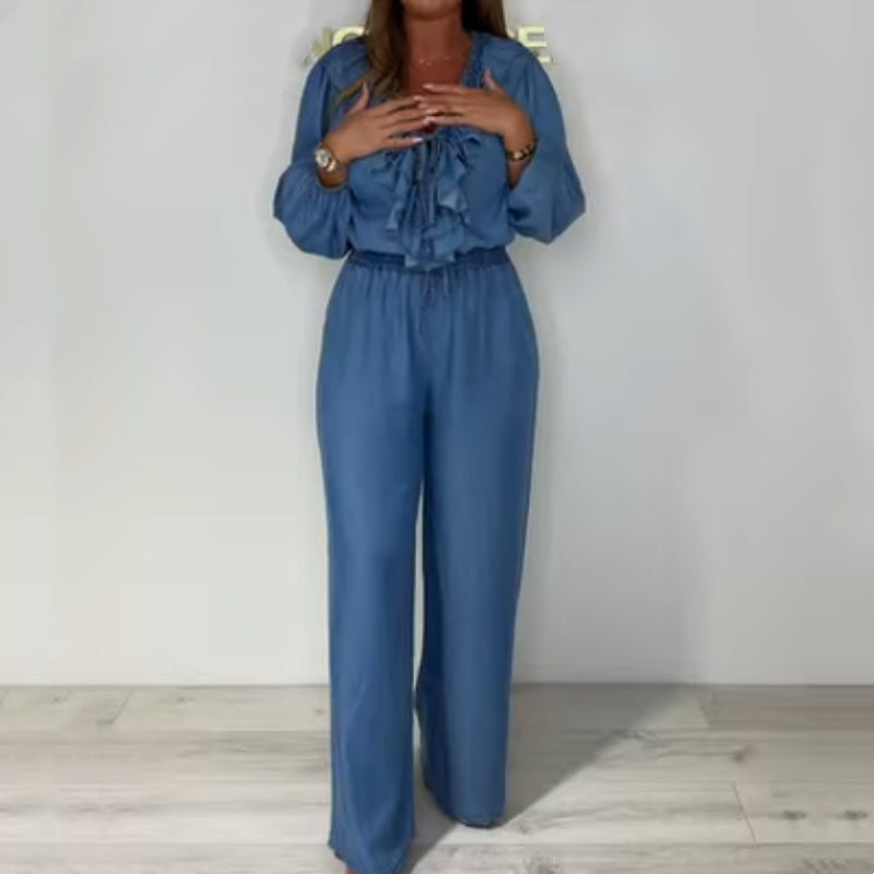 Fayla™ – Denim-Jumpsuit mit Rüschen