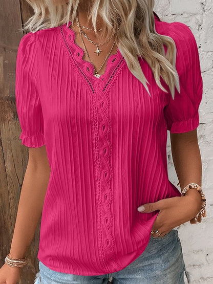 Isabella™ – Elegantes V-Ausschnitt Spitzen Bluse