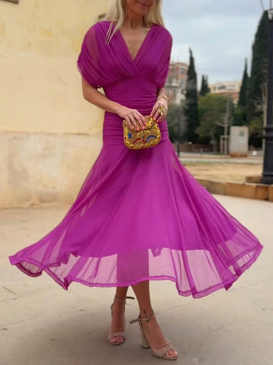 Eliane™ – Fließendes Midi-Abendkleid aus Mesh