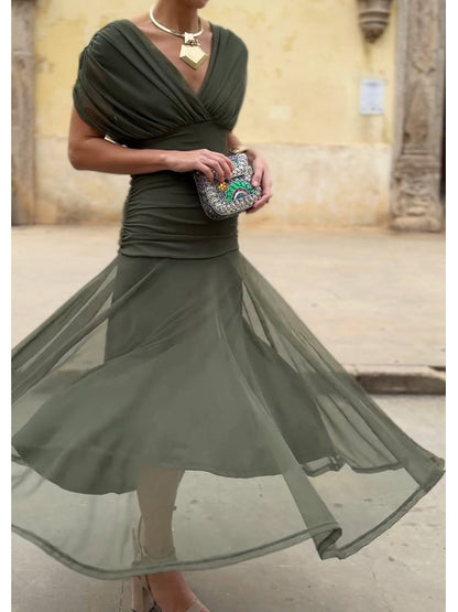 Eliane™ – Fließendes Midi-Abendkleid aus Mesh