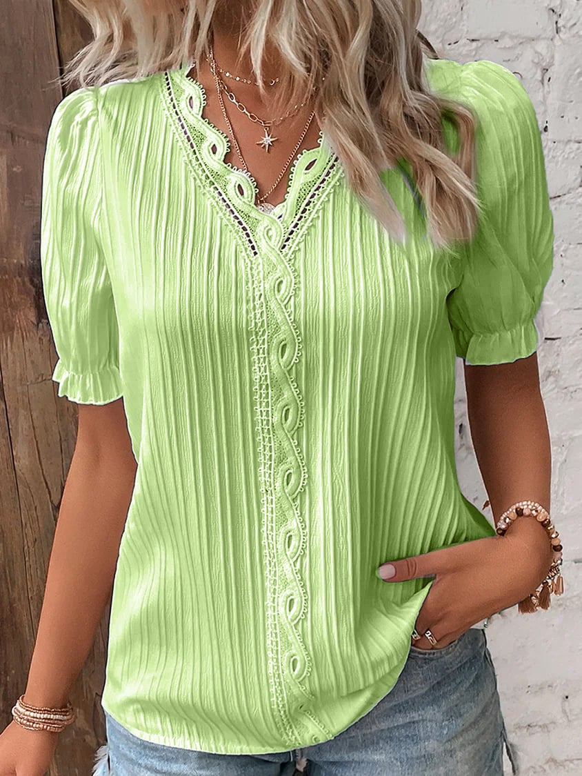 Isabella™ – Elegantes V-Ausschnitt Spitzen Bluse