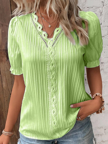 Isabella™ – Elegantes V-Ausschnitt Spitzen Bluse