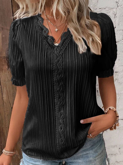 Isabella™ – Elegantes V-Ausschnitt Spitzen Bluse