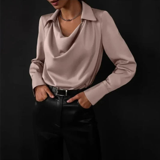 Sophia™ – Satin Drapierte Bluse