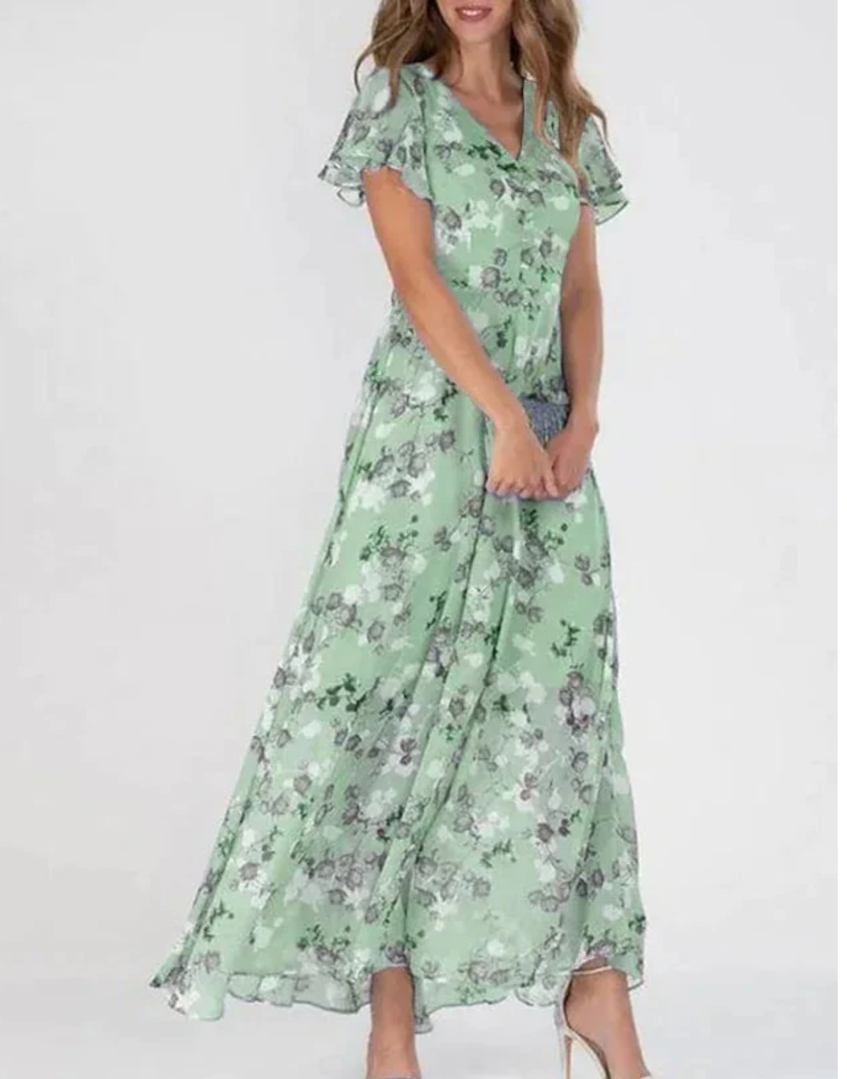 Jayga™ - Damen Maxikleid mit V-Ausschnitt