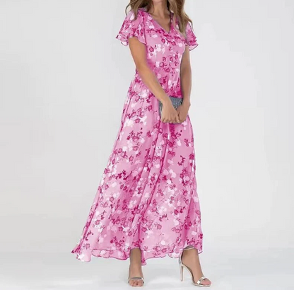 Jayga™ - Damen Maxikleid mit V-Ausschnitt