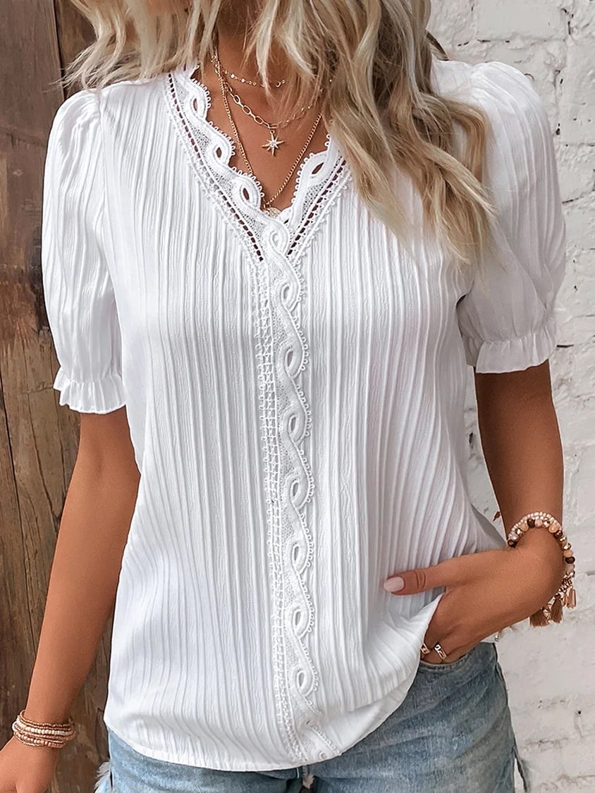 Isabella™ – Elegantes V-Ausschnitt Spitzen Bluse