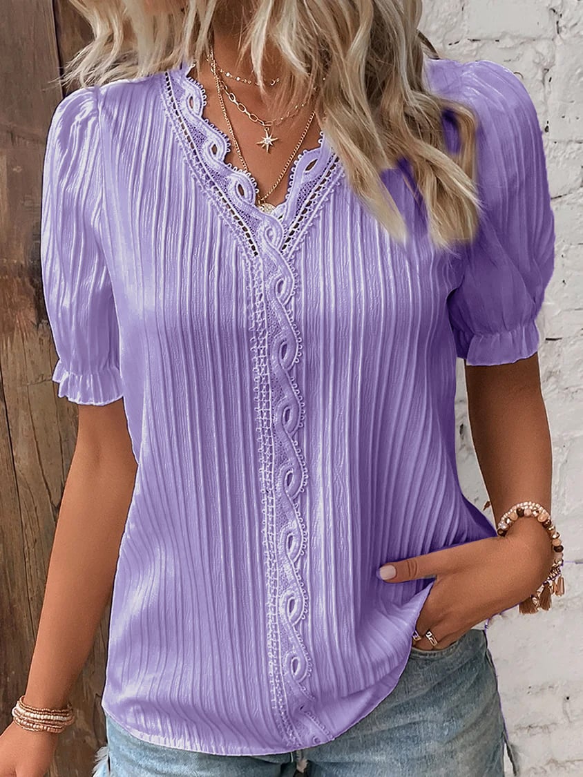 Isabella™ – Elegantes V-Ausschnitt Spitzen Bluse