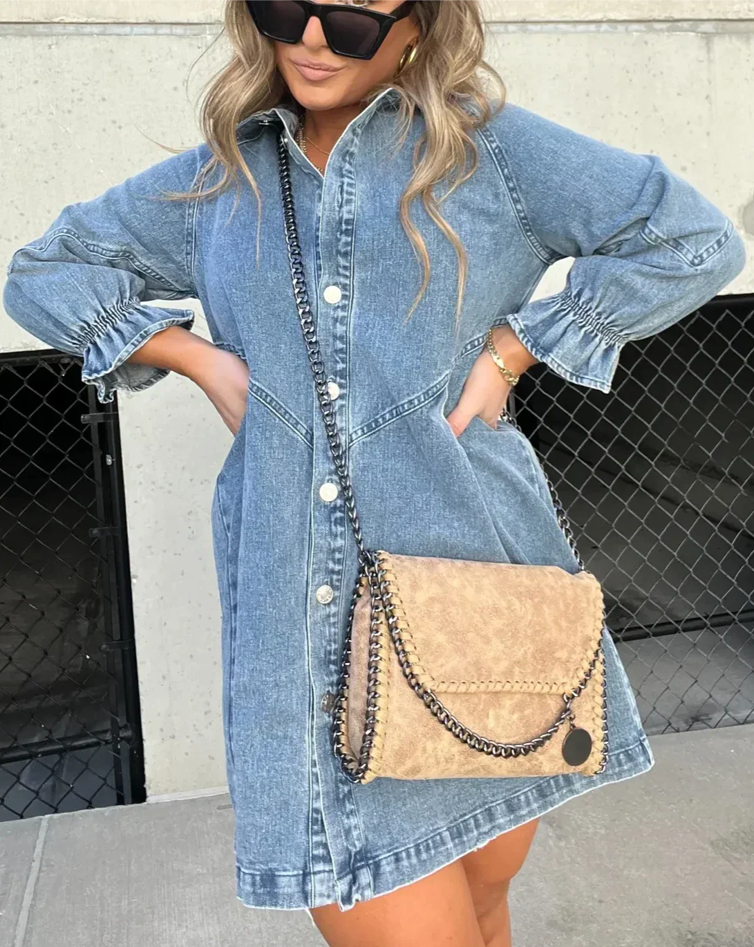 Gayelle™ - Langärmliges Jeanskleid