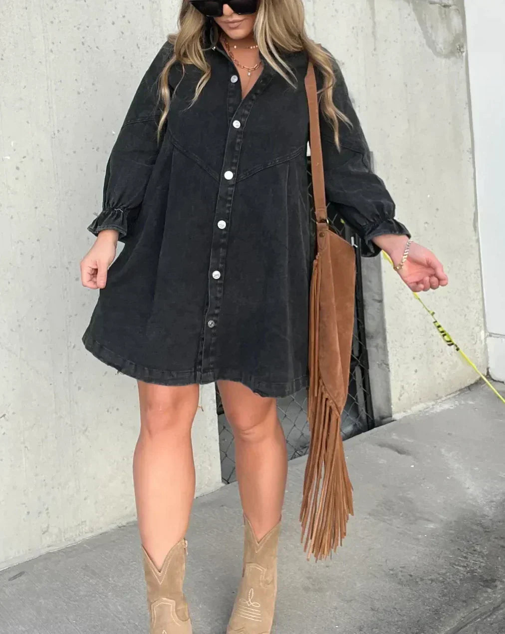 Gayelle™ - Langärmliges Jeanskleid