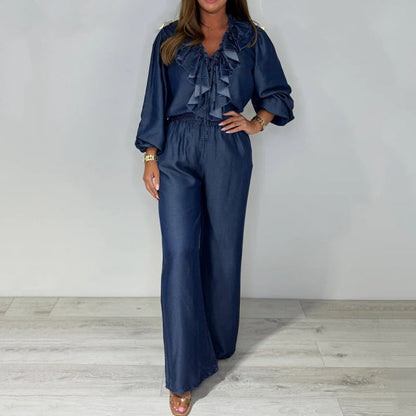 Fayla™ – Denim-Jumpsuit mit Rüschen